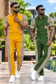 Men's Stylish Striped Two-Piece Set - Short Sleeve Shirt & Trousers - 1