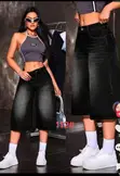 Denstyle Acid-Wash Wide-Leg Denim Culottes/Shorts - 1