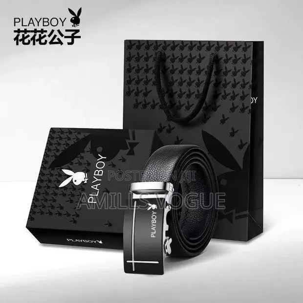 Men's Playboy Boxed Leather Belt - Black, XL - 1