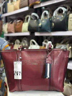 Zara Large Tote Bag - Burgundy