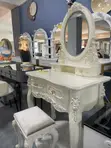 Luxury Royal Dressing Table with Mirror & Stool - White - 3