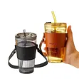 Glass Tumbler with Straw and Leather Strap - 2