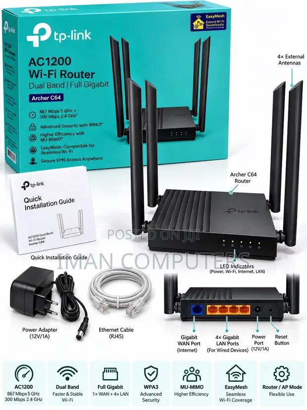 TP-Link Archer C64 AC1200 Wi-Fi Router - 1
