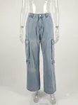 Men's Baggy Jeans with Side Pockets - 1