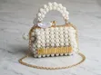 Handmade Pearl Beaded Handbag with Gold Chain - 2