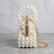Handmade Pearl Beaded Handbag with Gold Chain - 4