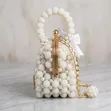 Handmade Pearl Beaded Handbag with Gold Chain - 5