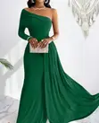 Elegant Long-Sleeved Off-Shoulder Evening Dress - 2
