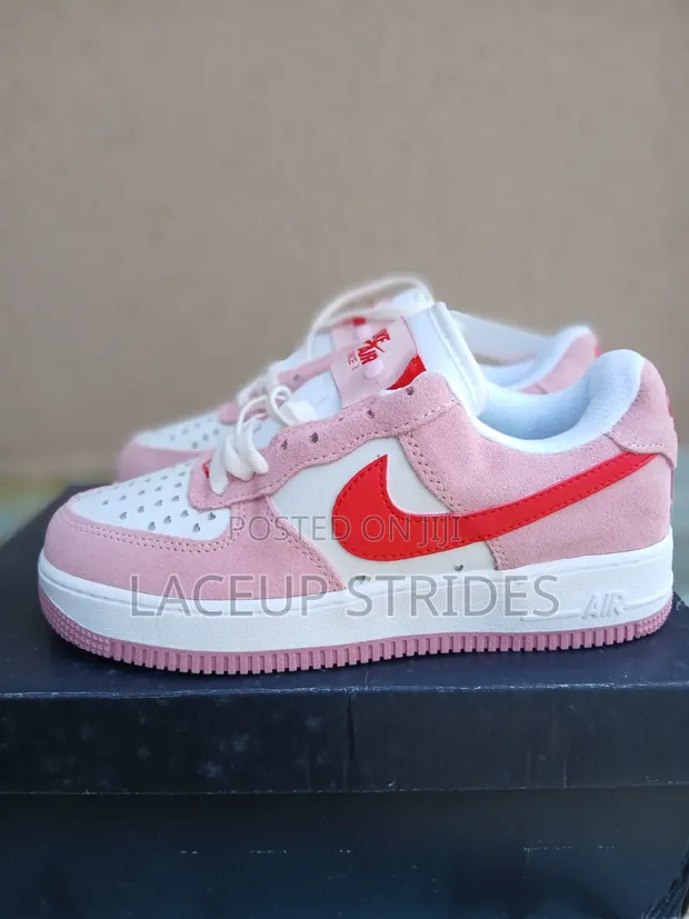 Nike Air Force 1 White and Pink Sneakers - 1
