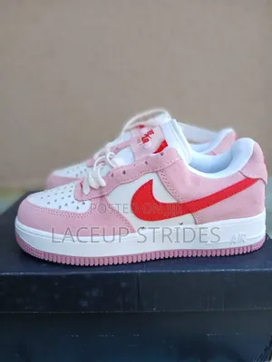 Nike Air Force 1 White and Pink Sneakers