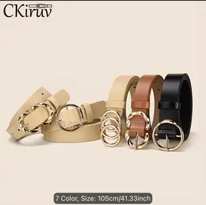 Women's PU Faux Leather Belts (Black & Brown) with Hole Punch