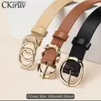 Women's PU Faux Leather Belts (Black & Brown) with Hole Punch - 2