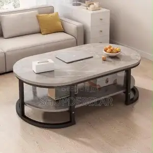 Luxurious Marble Coffee Table with Gold Accent