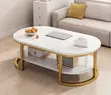 Luxurious Marble Coffee Table with Gold Accent - 2