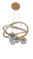 Gold Crystal Ring Chandelier with 5 Crystal Ball Pendants - 2