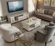 Wolf Marble-Look TV Stand & Coffee Table Set - White/Gold - 1
