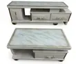 Wolf Marble-Look TV Stand & Coffee Table Set - White/Gold - 2