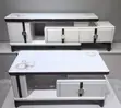 Wolf Marble-Look TV Stand & Coffee Table Set - White/Gold - 3