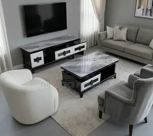 Contemporary Faux-Marble Living Room Set
