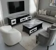 Contemporary Faux-Marble Living Room Set - 1