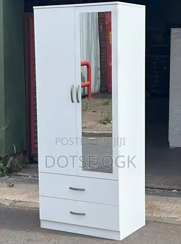 Two Doors Wardrobe with Mirror & Drawers - 1