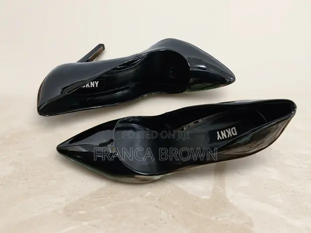 Original DKNY Black Patent Pointed Toe Heels - Used - 1