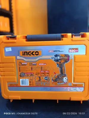 INGCO 20V Cordless Impact Wrench (650Nm) with 2x 4.0Ah Batteries