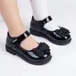 Conoli Glossy Bow Mary Jane Shoes for Girls - Black - 3