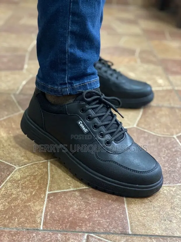 Premium Conoli All-Black Kids' School Shoes & Sneakers - 1