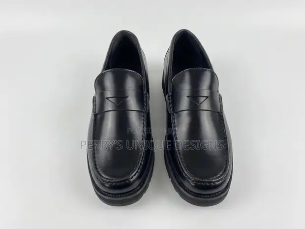 Men's Black Leather Penny Loafers - Size 42 - 1