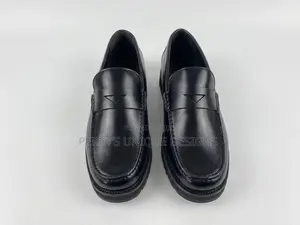 Men's Black Leather Penny Loafers - Size 42