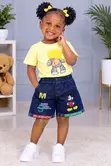 Pretty Top and Jeans Shorts Set for Kids - 1