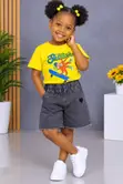 Pretty Top and Jeans Shorts Set for Kids - 2
