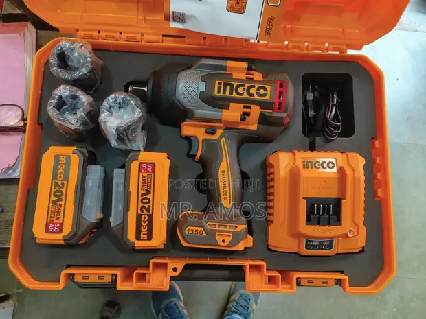 INGCO 20V 1350Nm Cordless Impact Wrench with 2x 5.0Ah Batteries - 1