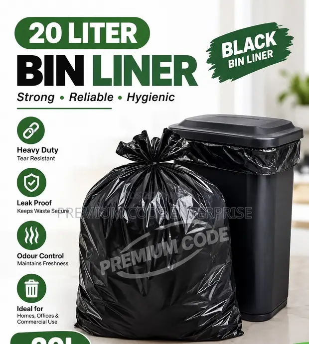 20 Liter Black Bin Liners - 1500 Pieces - 1