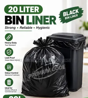 20 Liter Black Bin Liners - 1500 Pieces