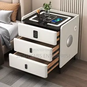 Smart Bedside Table with Wireless Charging, Bluetooth Speaker & Keypad Lock