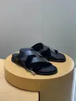 Hermes Kazmir Leather Slippers - Black - 1