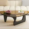 Triangular Glass Center Table with Wooden Base - 2