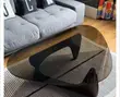 Triangular Glass Center Table with Wooden Base - 3