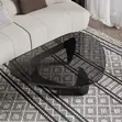 Triangular Glass Center Table with Wooden Base - 4