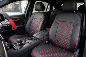 Premium Black & Red Basket-Weave Seat Covers & Steering Wheel Cover Set