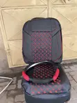 Premium Black & Red Basket-Weave Seat Covers & Steering Wheel Cover Set - 2