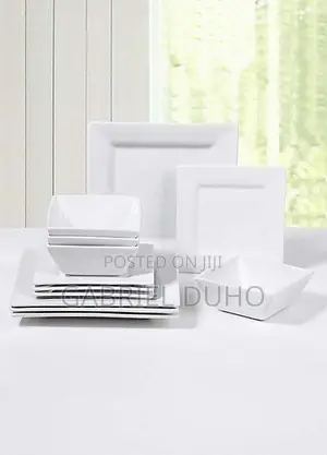 21pcs Square Dinner Set - White Ceramic