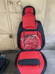 Premium Red & Black Car Seat Cover Set with Accessories - 3