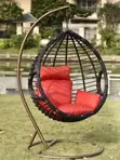 Black Rattan Hanging Egg Chair with Stand - 1