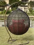 Black Rattan Hanging Egg Chair with Stand - 2