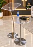 Acrylic Single Pole Pulpit with Side Table - 2