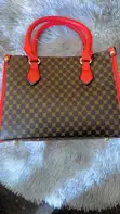 Genuine Leather Handbag - Burgundy - 3