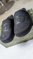 Unisex Black Monogram Gucci Slippers - 2